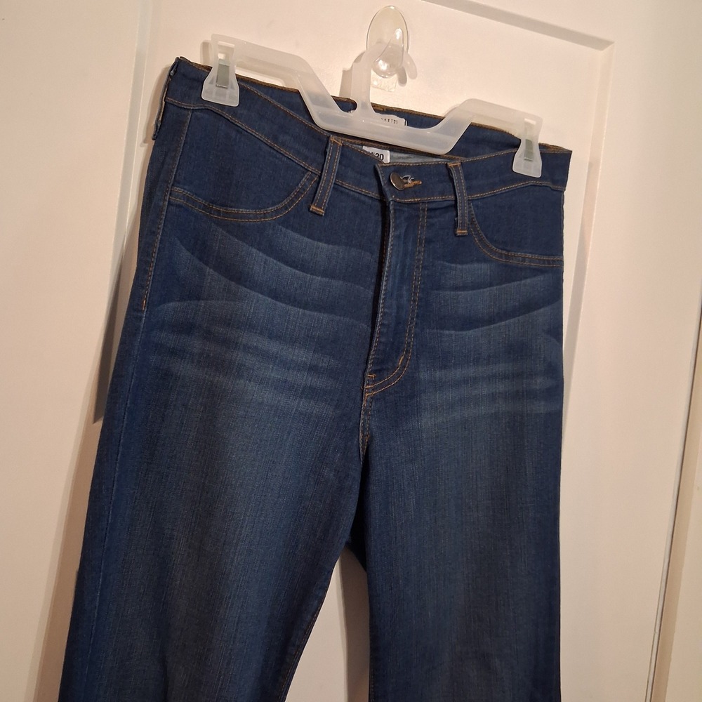 Judy Blue Flare Jeans Women 11 Blue Raw Hem High Rise Stretch Retro Boho Chic